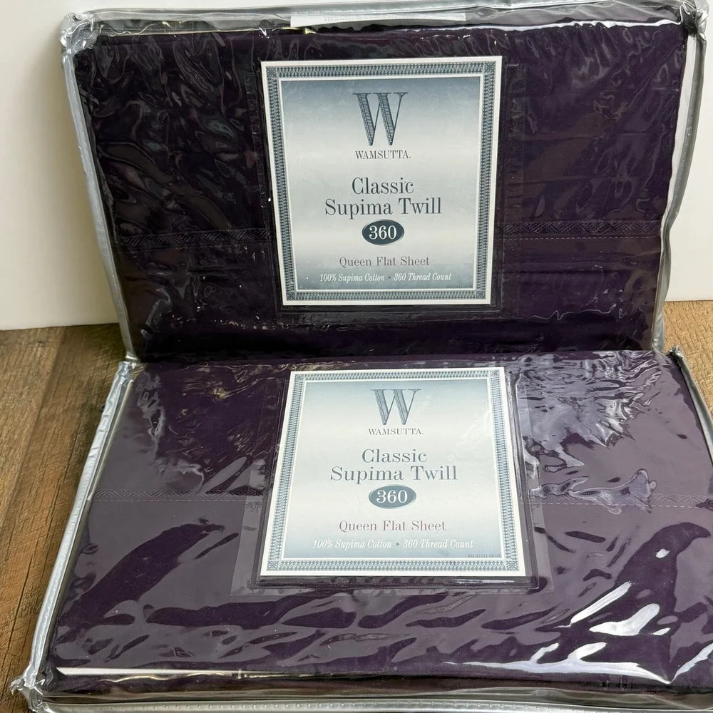 2 Wamsutta Flat Sheet Queen Eggplant Purple Supima Twill 360 TC